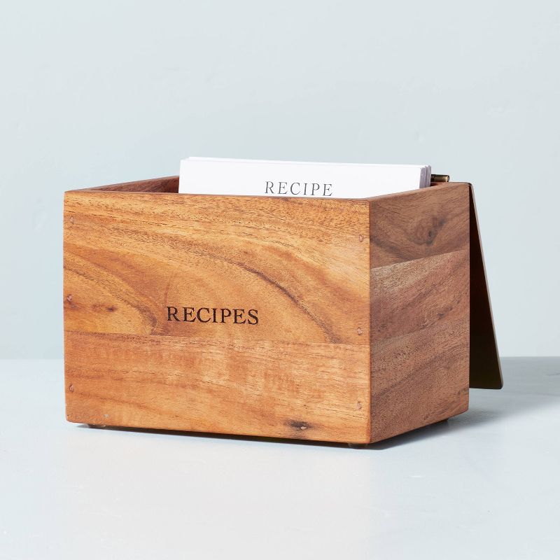 Wood Recipe Box with Metal Lid - Hearth &#38; Hand&#8482; with Magnolia, 3 of 11