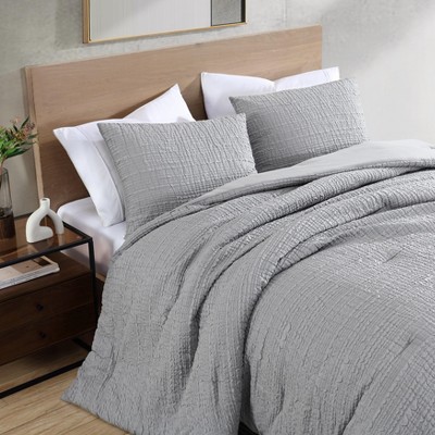 Gray Organic Microfiber Full Reversible Comforter Set