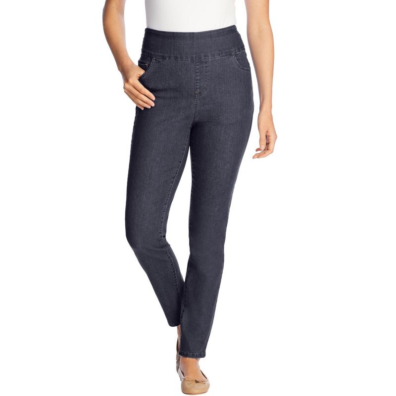 Woman Within Women's Plus Size Petite Flex Fit Pull On Slim Denim Jean, 1 of 2