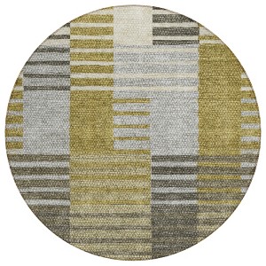 Brown Gold And Taupe Striped Washable Indoor Outdoor Area Rug - 1 of 4