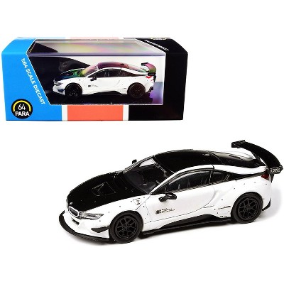 BMW i8 Liberty Walk White and Black 1/64 Diecast Model Car by Paragon