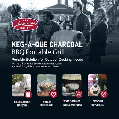 Portable Silver Steel Charcoal BBQ Grill with Keg Design