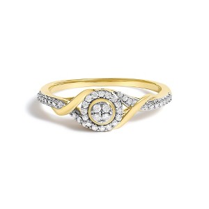 10K Yellow Gold 1/10 Cttw Diamond Swirl and Halo Promise Ring - 1 of 4