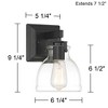 Possini Euro Design Bellis Industrial Wall Light Sconces Set of 2 Black Hardwire 6 1/4" Fixture Clear Glass for Bedroom Bathroom - image 4 of 4