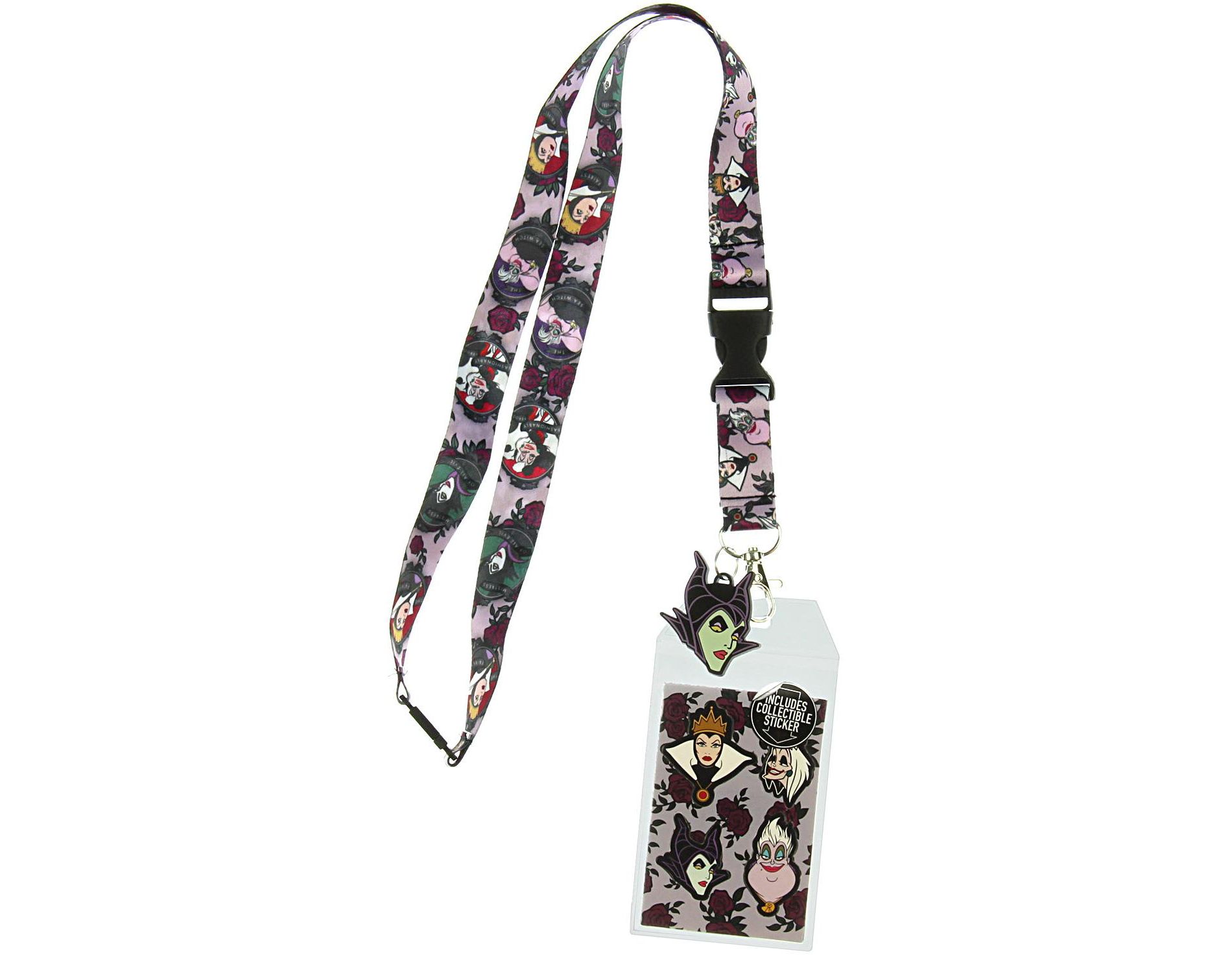 Disney Villains Breakaway Lanyard w/ID Badge Holder and Maleficent Rubber Charm