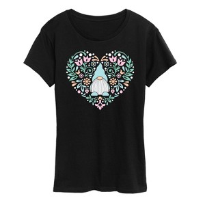 Women's - Instant Message - Scandinavian Gnome Heart Short Sleeve Graphic T-Shirt - 1 of 4