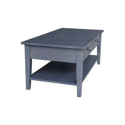 Spencer Antique Washed Heather Gray Wood Coffee Table with Storage