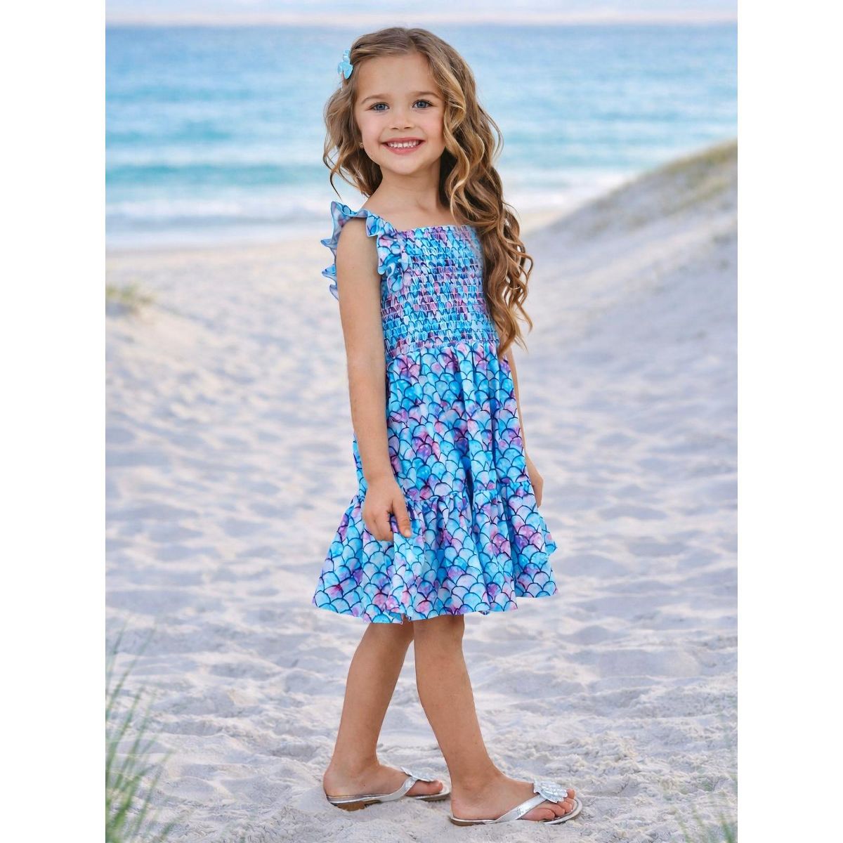 I Washed Up Like This Mermaid Ruffle Sundress Mia Belle Girls - thumbnail 4