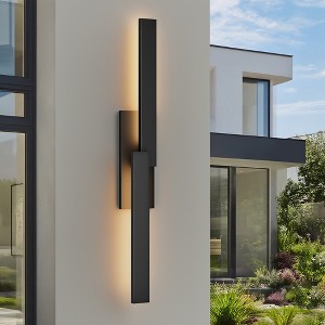 LamQee Black Modern Outdoor Wall Light Exterior Lighting Fixtures, Contemporary LED Outdoor Sconces Wall Lighting - 1 of 4