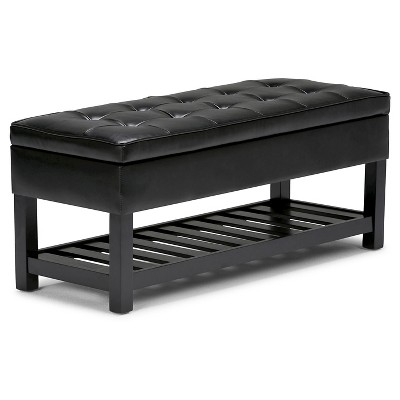 black leather ottoman target