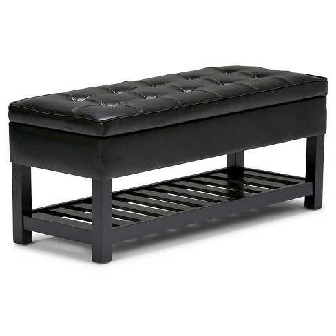 black leather ottoman storage