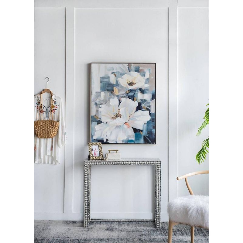 32.5&#34;x40&#34; Blooming Florals Hand Painted Gold Framed Wall Art White/Blue - A&#38;B Home, 4 of 56