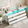 Vipbear 6-drawer dual vanity with power socket and LED lights, spacious storage cabinet with top storage, charging dock - 2 of 4