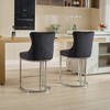 Set of 2 Bar Stool Counter Height Bar Stool Dining Chair Pub Stool with Button Back&Rivet Trim, Chromed Metal Base Legs, Velvet Upholstered-ModernLuxe - 3 of 4