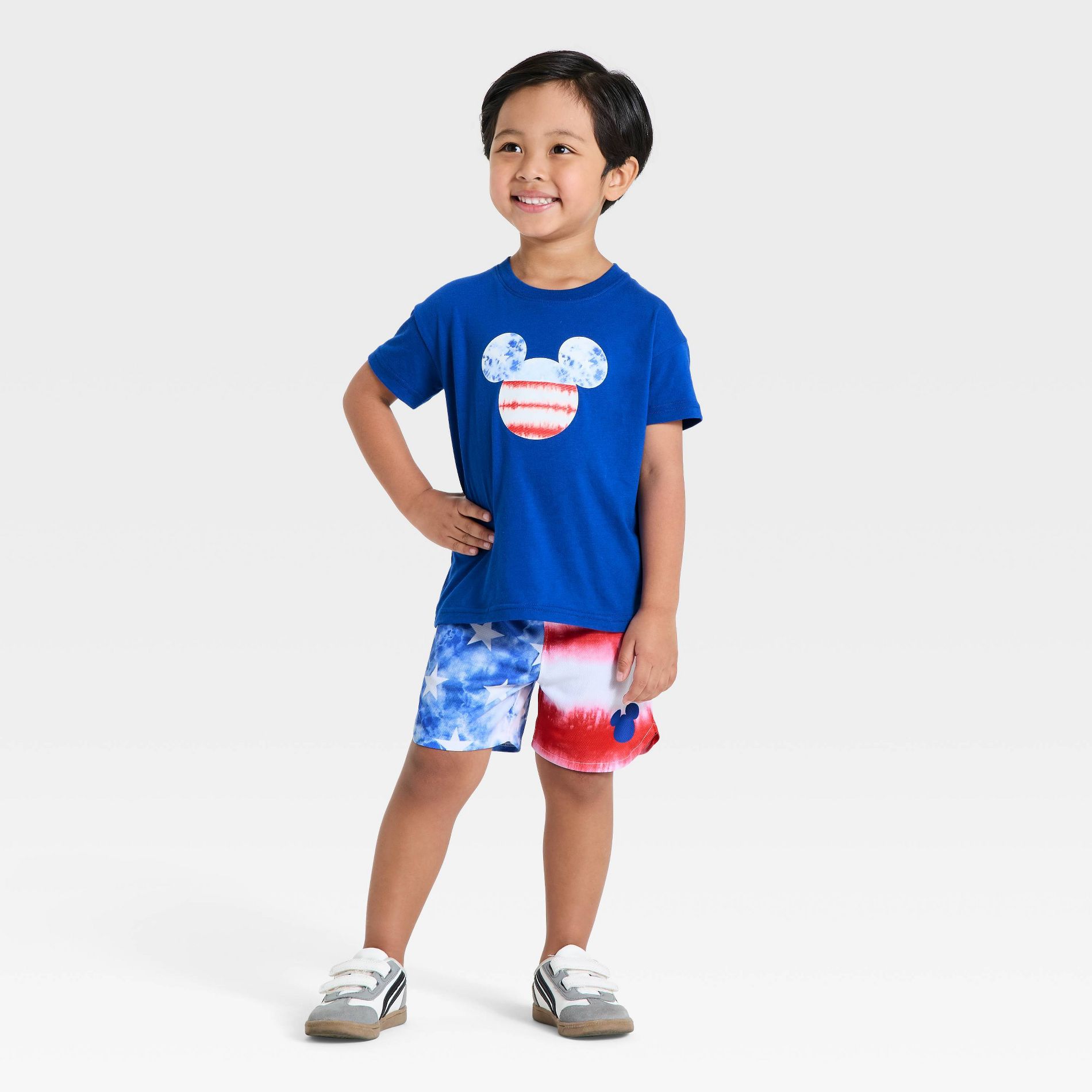 Toddler Boys' 2pc Mickey Mouse Americana Flag T-Shirt and Shorts Set - Blue