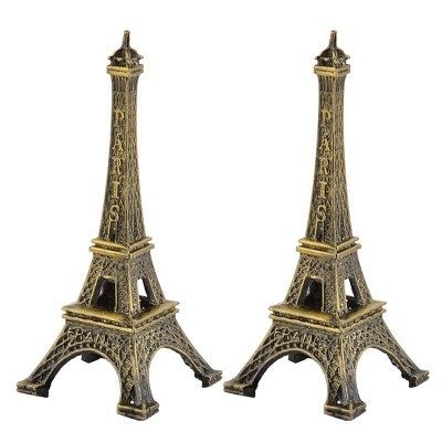Unique Bargains Home Decor Metal Eiffel Tower Model Souvenir Bronze Tone 3.1" Height 2 Pcs