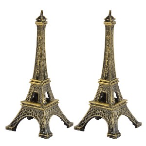 Unique Bargains Home Decor Metal Eiffel Tower Model Souvenir Bronze Tone 3.1" Height 2 Pcs - 1 of 3