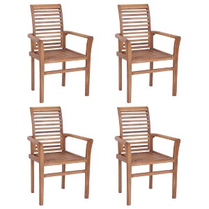 vidaXL Stacking Dining Chairs 4 pcs Solid Teak - 1 of 4