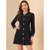 Allegra K Women's Peter Pan Collar Long Sleeve Button Front Shirt Dresses - 2 of 4