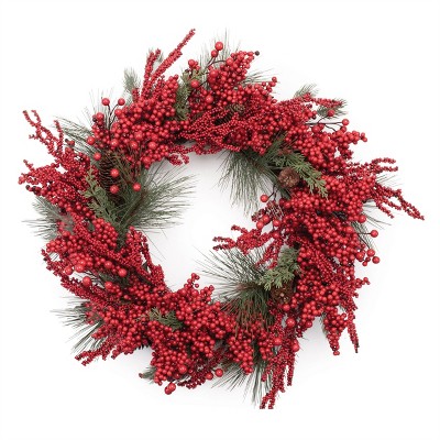 Berry and Pine Wreath 26"D