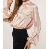 Women's Satin Mock Neck Long Sleeve Top - Hers & Mine - 2 of 3