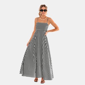 Women‘s Striped Spaghetti Strap Maxi Dress with Tiered Skirt - Cupshe - 1 of 4