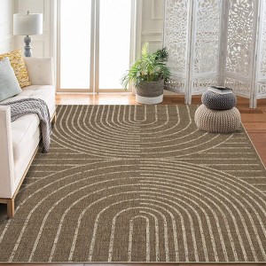 Modern Rainbow Easy Jute Area Rugs, Washable Natural Contemporary Indoor Outdoor Carpet for Living Room Bedroom Office Farmhouse Patio Backyard RV - 1 of 3