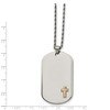 Black Bow Jewelry Stainless Steel, 14k Gold Plated Diamond Accent Cross Dog Tag Necklace - 2 of 4
