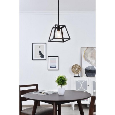 Resolute Contemporary Black Trapezoid Pendant Light 9.4"