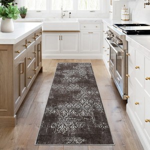 Washable Area Rug, Vintage Distressed Accent Rugs, Non-Slip Indoor Front Door Mat, Low-Pile Stain Resistant Kitchen Rug, Room Decor Carpet - 1 of 4