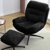 Velvet Rocking and Swivel Ergonomic Lounge Chair with Ottoman, High-Density Foam, Wide Armrests and Sturdy Metal Base - 3 of 4