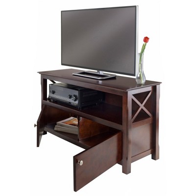 Transitional Cappuccino Brown 44" TV Stand with Cabinet Storage