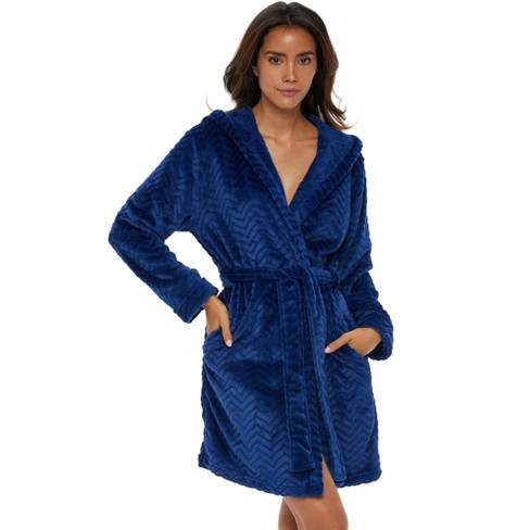 Alexander Del Rossa Women's Classic Plush Robe, Chevron Textured Short ...