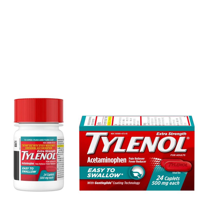 Tylenol Extra Strength Acetaminophen - Easy to Swallow Pain Reliever Caplets - 24 ct, 3 of 10