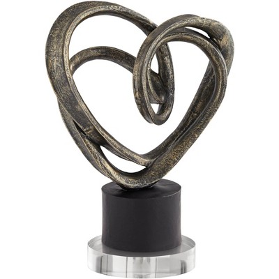 Looping Heart 16 1/2"H Sculpture With 8" Round Acrylic Riser