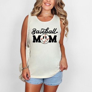 Simply Sage Market Baseball Mom Smiley Face Garment Dyed Tank - 1 of 3