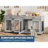 71 Inch Dog Crate Furniture, Wooden Double Crate Large Breed with Door, Dog Kennel Indoor, TV Stand End Table with Divider for Large Medium Dogs - 2 of 4