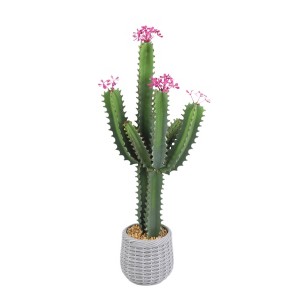 36 Inch Artificial Cactus Plant, Faux Flowering Cacti Plant in Pot, Fake Cacti Saguaro for Home Garden Office Indoor Outdoor Decoration - 1 of 4
