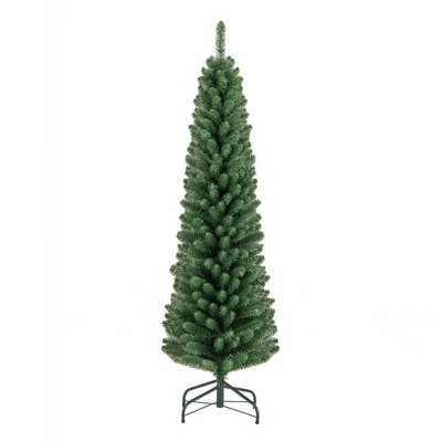 Resenkos 5ft Pencil Christmas Tree, 295 Memory Wire Branch Tips, Upgraded Metal Stand, Green