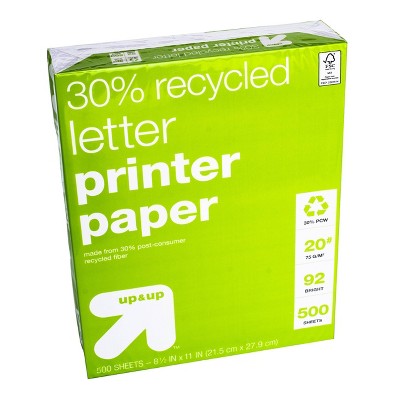 Recycled Printer Paper Letter Size 20lb 500ct White - up & up™