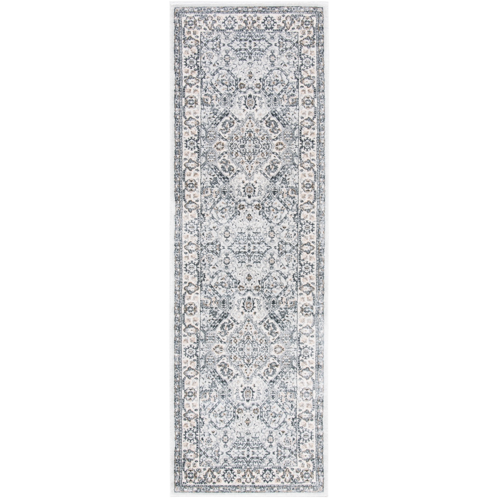 Isabella ISA916 Power Loomed Indoor Runner Rug - Light Grey/Cream - 2'2"x8' - Safavieh