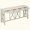 KIGFTSOD Acacia Veneer Console Table with 4 Spacious Drawers & Crisscross Design, Open Storage for Farmhouse Living Room, Kitchen, Hallway - 2 of 4