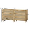 DOMETOUR 3-Drawers Rattan Storage Cabinet Rattan Drawer (Set of 2) for Bedroom Living Room Dining Room Hallways - 4 of 4