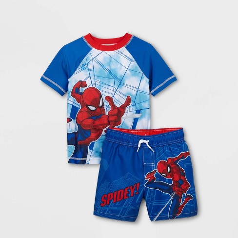 Sun Protection UPF 50 Toddler/Little Kid/Big Kid Marvel Avengers Boys Swim Trunks and Rash Guard Set