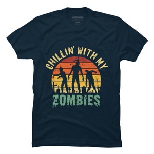 Men's Design By Humans Halloween Chillin With My Zombies Funny By Ering T-Shirt - 1 of 4