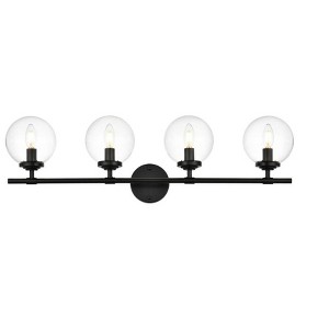 Elegant Lighting Ingrid 4 light Black and Clear Bath Sconce - 1 of 4