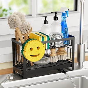 Kitchen Countertop Smiley Sink Caddy - Self-Draining, Detachable Brush Holder, Fits Soap/Scrubber/Dish Brush - 1 of 4