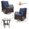 Outdoor Porch Chairs with Table, 3-Piece Wicker Glider Rocking Chair Set, 360° Swivel Patio Furniture - 2 of 4