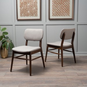Modern Fabric Upholstered Dining Chairs Set of 2,Kitchen Chair With Splayed Legs And Wood Frame,Wood Armless Dining Chair-Coolbibila - 1 of 4