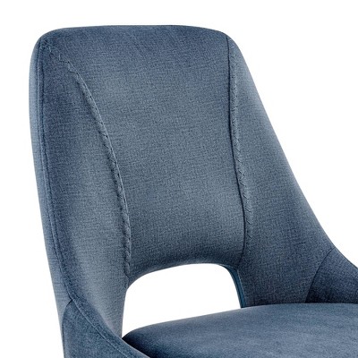Blue Velvet Upholstered Side Chair with Black Metal Frame, 18" x 24"